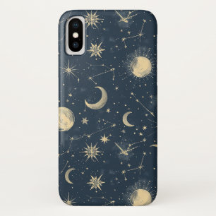 Vintage Navy Ivory Astrology Moon Constellation iPhone X Case