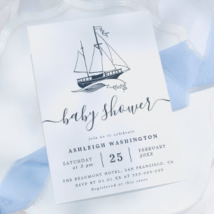 Vintage Navy Ship Nautical Baby Shower Invitation