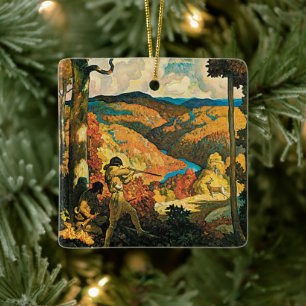 Vintage NC Wyeth Travel Poster, In Old Kentucky Ceramic Tree Decoration