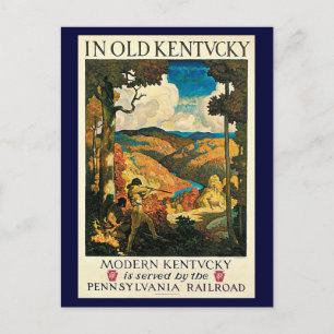 Vintage NC Wyeth Travel Poster, In Old Kentucky Postcard