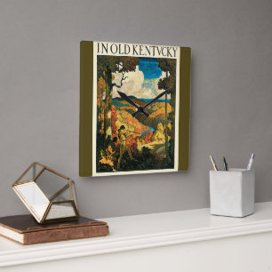 Vintage NC Wyeth Travel Poster, In Old Kentucky Square Wall Clock