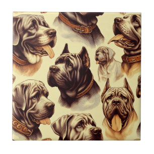 Vintage Neapolitan Mastiff Illuistration Ceramic Tile