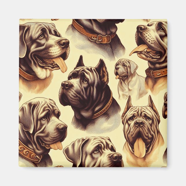 Vintage Neapolitan Mastiff Illuistration Magnet (Front)