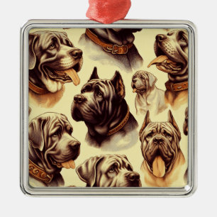 Vintage Neapolitan Mastiff Illuistration Metal Ornament