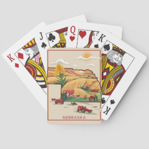 Vintage Nebraska Heartland Farm Scene Playing Cards