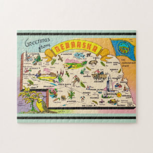 Vintage Nebraska Map Jigsaw Puzzle