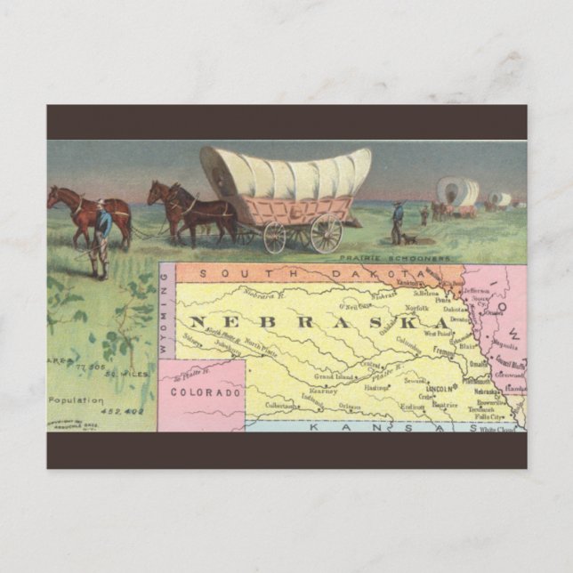 Vintage Nebraska Map Postcard (Front)