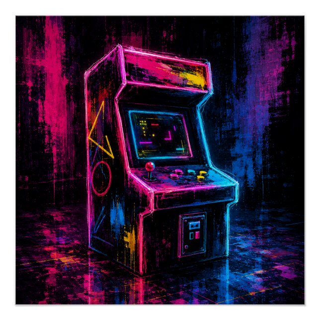 Vintage Neon Arcade Poster (Front)