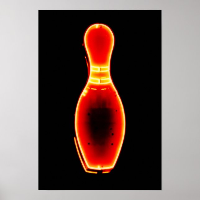 Vintage Neon Bowling Pin Poster (Front)