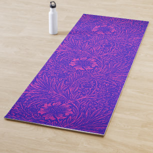 Vintage neon pink bright blue floral pattern yoga mat