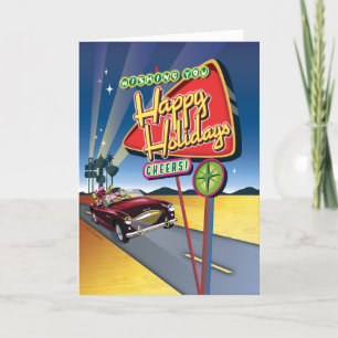 Vintage Neon Sign Retro Christmas Cards