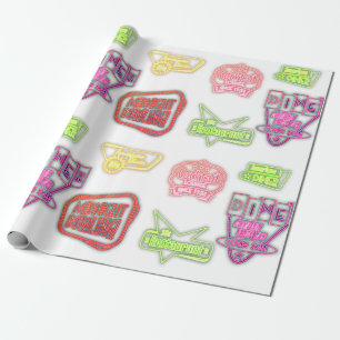 Vintage neon signs retro mid century wrapping paper