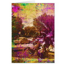 Vintage Neptune Fountain Colourful Grunge