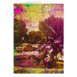 Vintage Neptune Fountain Colourful Grunge