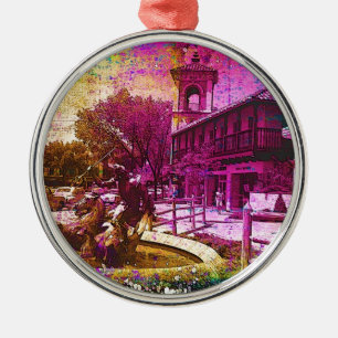 Vintage Neptune Fountain Colourful Grunge Metal Tree Decoration