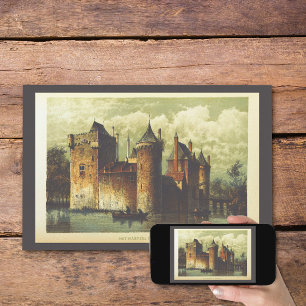 Vintage Netherlands Castle Book Page Illustration Poster