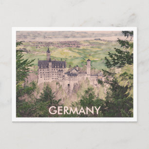 Vintage Neuschwanstein Castle in Germany Postcard