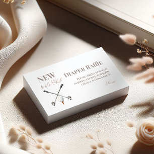 Vintage Neutral Beige Bow Golf Baby Shower Diaper Enclosure Card