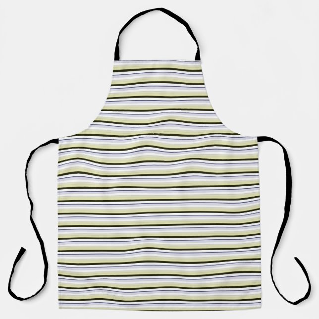 Vintage Neutral Horizontal Stripes Unisex Grunge Apron (Front)