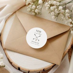 Vintage Neutral New to the Club Golf Baby Shower Classic Round Sticker