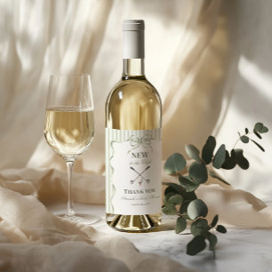 Vintage Neutral New to the Club Golf Baby Shower Wine Label