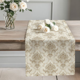 Vintage Neutral Victorian Damask Classic Style Long Table Runner