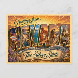 Vintage Nevada Greeting From Postcard