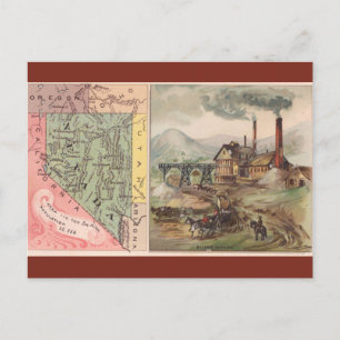 Vintage Nevada Map Postcard