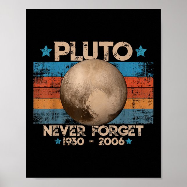 Vintage Never Forget Pluto Funny Retro Astronomy S Poster (Front)