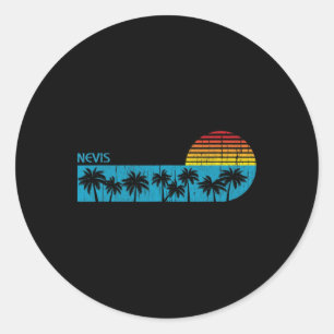 Vintage Nevis Beach Palm Trees Retro 70s Boys Girl Classic Round Sticker