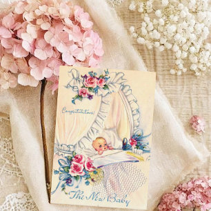 Vintage New Baby Congratulations Card