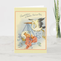 Vintage New Baby Congratulations Card