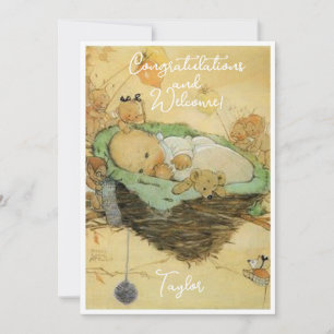 Vintage New Baby Congratulations Flat Card