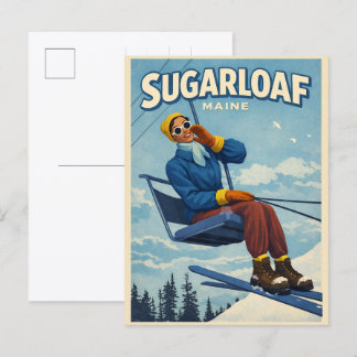 Vintage New England ski resort Sugarloaf maine Postcard