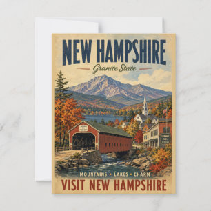 Vintage New Hampshire Travel Poster with Autumn Fo Card