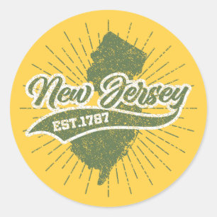 Vintage New Jersey Classic Round Sticker