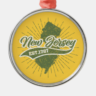 Vintage New Jersey Metal Ornament