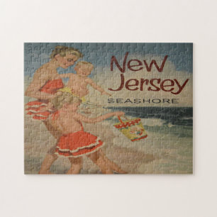 Vintage New Jersey Seashore Ocean Beach Jigsaw Puzzle