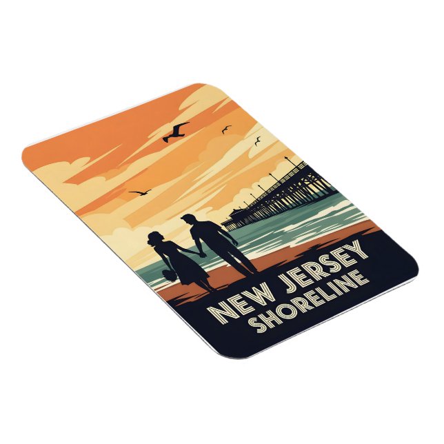 Vintage New Jersey Shoreline Sunset Magnet (Right Side)