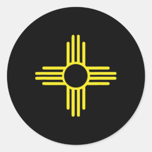 Vintage New Mexico Flag Zia Sun Retro Distressed Classic Round Sticker