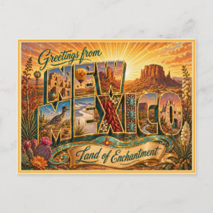 Vintage New Mexico Greeting From Postcard