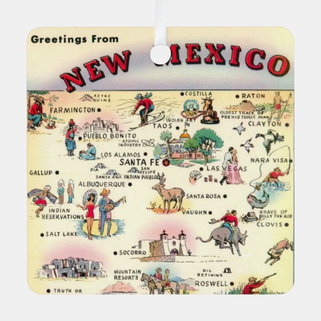 Vintage New Mexico Map Ornament (Front)