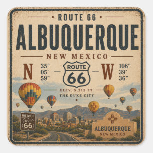 Vintage New Mexico Road Trip Art Square Sticker