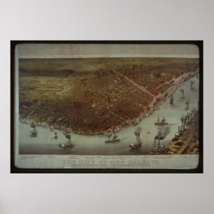 Vintage New Orleans City View - 1885 Poster
