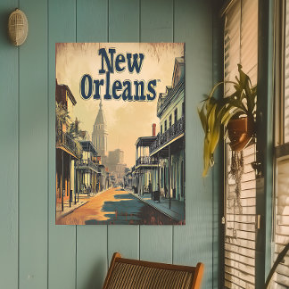 Vintage New Orleans, Louisiana Travel Wall Poster
