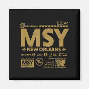 Vintage New Orleans Msy Airrt Code Travel Day Retr Magnet
