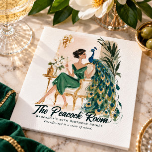 Vintage New Orleans Peacock Cocktail Party Napkin