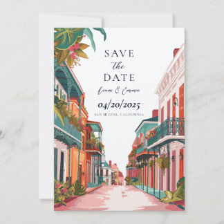 Vintage New Orleans Watercolor Save The Date Invitation