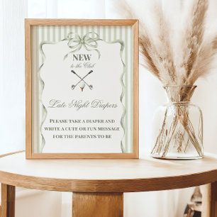 Vintage New to the Club Golf Baby Shower Activity Poster