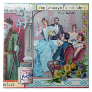 Vintage New Year Celebration: Liebig Advertising Ceramic Tile